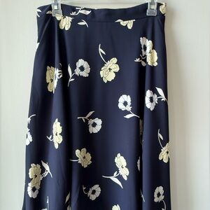 Ann Taylor Navy Floral A-Line Skirt